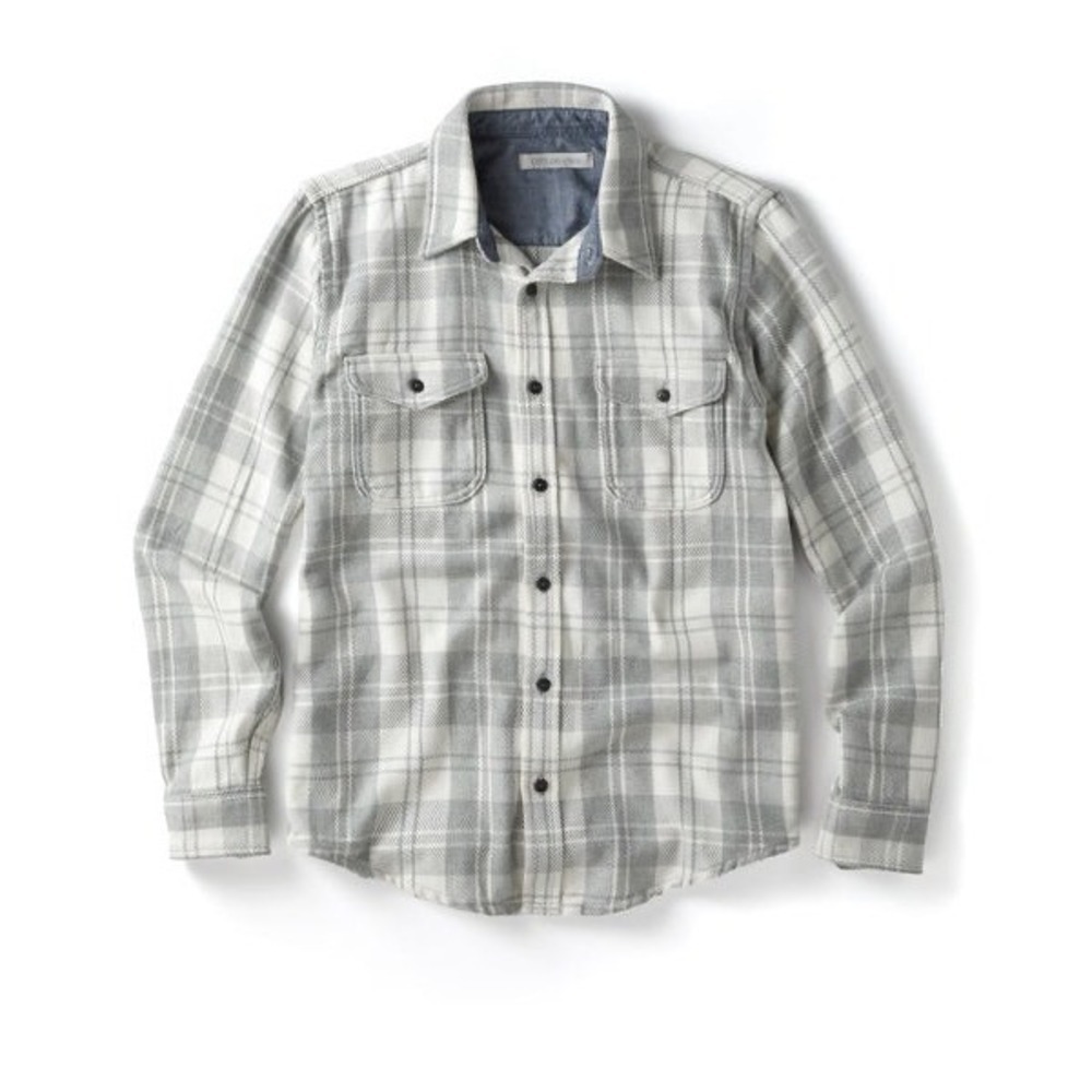 OUTERKNOWN Blanket‎ Shirt NEW XXXL Half Light Little Boxes Plaid Button Down